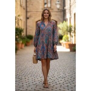 J.Crew Popover in Ratti® Mediterranean Paisley Print Cotton Dress M